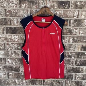 Zoot Cycling Jersey XL Red Sleeveless 1/2 Zip pockets Cyclist Summer Gear EUC‎